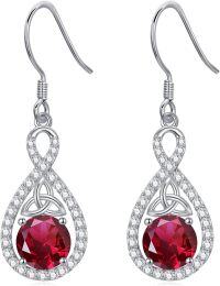 wholesale 925 Sterling Silver Crystal Teardrop Dangle Earrings Valentine s Birthday Gifts for Her-B 07-July-Ruby