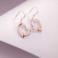 wholesale 925 Sterling Silver Rose Gold Plated Double Heart Dangle Drop Earrings - Valentine's Day Gift for Her-0-4