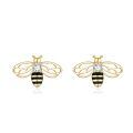wholesale 14K Gold  Black Enamel Honey Bee Stud Earrings for Women - Fine s-0-0