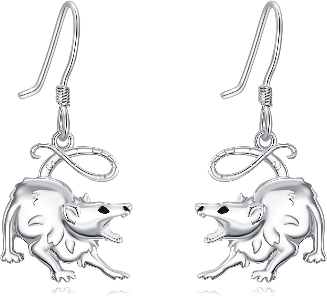 Sterling Silver Stone Possum Heart Earrings Women s Jewelry-0-0