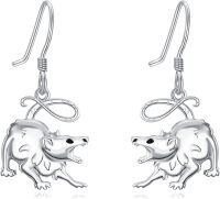 wholesale 925 Sterling Silver Animal Wolf Head Drop Dangle Hook Earrings for Women's Fashion  4cm Length-Possum Earrings