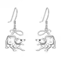 wholesale 925 Sterling Silver Animal Wolf Head Drop Dangle Hook Earrings Wholesale for Women's Fashion  4cm Length-0-0