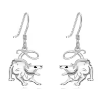 wholesale 925 Sterling Silver Animal Wolf Head Drop Dangle Hook Earrings Wholesale for Women's Fashion  4cm Length-Possum Earrings