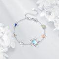 wholesale 925 Sterling Silver Moonstone Shell Sunflower Starfish Fish Ocean Heart Charm Bracelet-0-4