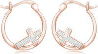 wholesale 925 Sterling Silver Opal Cross Huggie Hoop Earrings for Women and Girls-White Opal-A