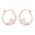 wholesale 925 Sterling Silver Opal Cross Huggie Hoop Earrings for Women and Girls-0-0