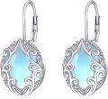 wholesale 925 Sterling Silver Pink Mother of Pearl Shell Oval Leverback Filigree Boho Dangle Earrings-0-5