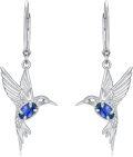 wholesale 925 Sterling Silver Blue Lapis Lazuli Hummingbird Drop Earrings-0-0