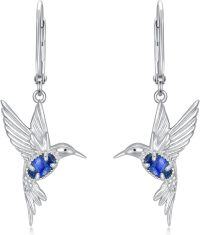 wholesale 925 Sterling Silver Blue Lapis Lazuli Hummingbird Drop Earrings-Lapis Lazuli