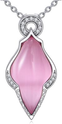 wholesale 925 Sterling Silver with Pink Opal Pendant Necklace for Women-Pink Necklace