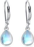 wholesale 925 Sterling Silver Teardrop Moonstone Drop Earrings with Leverbacks for Women-0-0