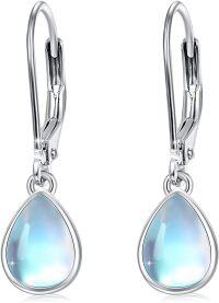 wholesale 925 Sterling Silver Teardrop Moonstone Drop Earrings with Leverbacks for Women-Teardrop