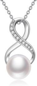 wholesale 925 Sterling Silver Infinity Freshwater Pearl Cubic Zirconia Necklace for Women-0-0