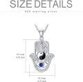 wholesale 925 Sterling Silver Ying-Yang Evil Eye Pendant Necklace with Blue Sapphire and Leaf Design-0-4