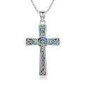 wholesale 925 Sterling Silver Celtic Knot Abalone Shell Inlay Cross Pendant Necklace for Women Christian -0-0