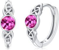 wholesale 925 Sterling Silver Moonstone Celtic Hoop Earrings Hypoallergenic Gift-07.July Birthstone