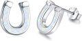 wholesale 925 Sterling Silver Horseshoe Stud Earrings Synthetic Opal Hypoallergenic Dainty  for Her-0-0