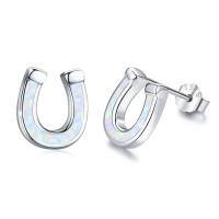 wholesale 925 Sterling Silver Horseshoe Stud Earrings Synthetic Opal Hypoallergenic Dainty  for Her-Horseshoe