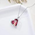 wholesale 925 Sterling Silver Heart Pendant Necklace I Love You Forever Mother Daughter Embrace Pink Crystal-0-2