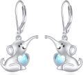 wholesale 925 Sterling Silver Elephant Heart Moonstone Drop Earrings for Women-0-0