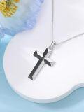 wholesale 925 Sterling Silver Black and White Cross Pendant Necklace for Women Faith  for Mom Wife Daughter Sister-0-5