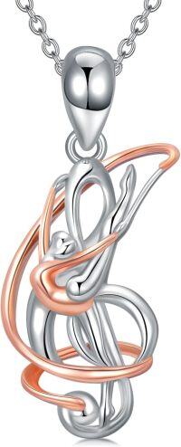 wholesale 925 Sterling Silver Musical Notes Pendant Necklaces for Women - Theatre Gifts with Boxes-Gymnastics Ribbon