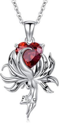 wholesale 925 Sterling Silver Fox Pendant Necklace w Birthstone Women s Jewelry Gift-01-January