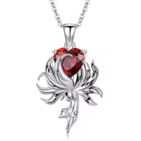 wholesale 925 Sterling Silver Fox Pendant Necklace w Birthstone Women s Jewelry Gift-01-January