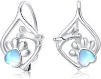 wholesale 925 Sterling Silver Hypoallergenic Butterfly Opalite Hoop Earrings for Women-Dog Paw