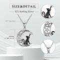 wholesale 925 Sterling Silver Crescent Moon Cat Pendant Necklace-0-1