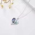 TOUPOP Sterling Silver Abalone Shell Heart Pendant Necklace-0-4