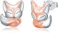 wholesale 925 Sterling Silver Rose Gold Plated Fox Head Stud Earrings for Women Girls-0-1