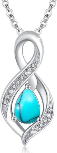 wholesale 925 Sterling Silver Infinity Birthstone Teardrop Pendant Necklace for Women-December