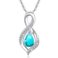 wholesale 925 Sterling Silver Infinity Birthstone Teardrop Pendant Necklace for Women-December