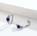 wholesale 925 Sterling Silver Blue Crystal Heart Celtic Knot Huggie Hoop Earrings-0-2