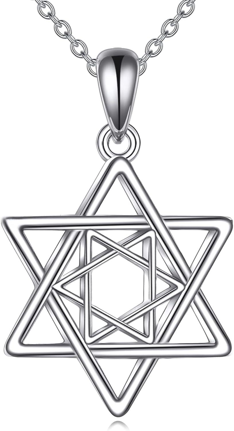 Sterling Silver Star of David Necklace Jewish Jewelry for Men Women Kids-0-0