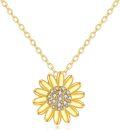 wholesale 14K Gold Daisy Flower Crystal Pendant Necklace for Women Gifts-0-0