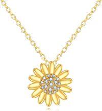 wholesale 14K Gold Daisy Flower Crystal Pendant Necklace for Women Gifts-A-Daisy