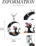 wholesale 925 Sterling Silver Crescent Moon Black Cat Witch Hat Pumpkin Pendant Necklace-0-1