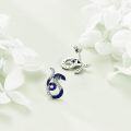 wholesale 925 Sterling Silver Blue Sapphire & Cubic Zirconia Sloth Stud Earrings - Cute Animal  for Women Girls-0-2
