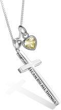 wholesale Sterling Silver Cross Necklace Philippians 4 13 I Can Do All Things Inspirational Gift-0-82