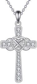 wholesale 925 Sterling Silver Heart and Celtic Knot Cross Pendant Necklace-0-0