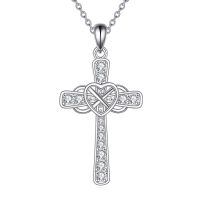 wholesale 925 Sterling Silver Heart and Celtic Knot Cross Pendant Necklace-cross infinity necklace
