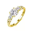 TOUPOP Sterling Silver Moissanite 3-Stone Round Cut Engagement Ring Size 4.5-14.5-0-5