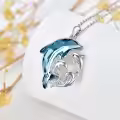 TOUPOP Sterling Silver Crystal Dolphin Necklace Christmas Birthday Gifts For Women-0-5