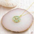 wholesale 14K Gold Plated 925 Sterling Silver Jade Compass Necklace for Women, 1.05 Pendant with 18+2 Chain, Hypoallergenic Gift for Mom Wife Sister-0-4