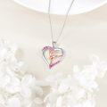wholesale 925 Sterling Silver Pink Crystal Ballerina Heart Pendant Necklace-0-3