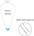 wholesale 925 Sterling Silver Blue Fire Opal Butterfly Pendant Necklace Minimalist Charm s for Her-0-4