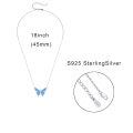 wholesale 925 Sterling Silver Blue Opal Butterfly Pendant Necklace For Women-0-4