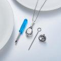 wholesale 925 Sterling Silver Cremation Urn Pendant Necklace Celtic Knot Blue Opal Teardrop Platinum Plated-0-14
